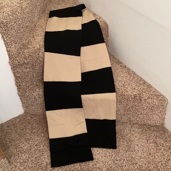 Kate spade wool black and cream scarf with bow - Picture 1 of 5